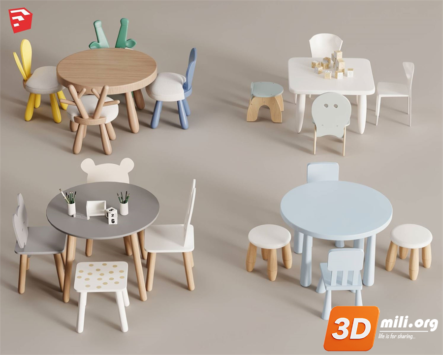 Kid's table and chairs Skp Files 